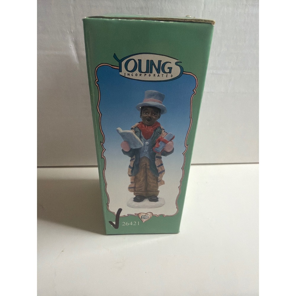 Youngs Inc 1995 Vintage Black Caroler Figurine Christmas Decor 26421 Boxed